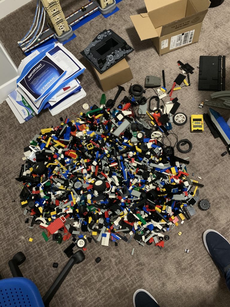 Photograph of more LEGO brick, all mixed together, received from friend.