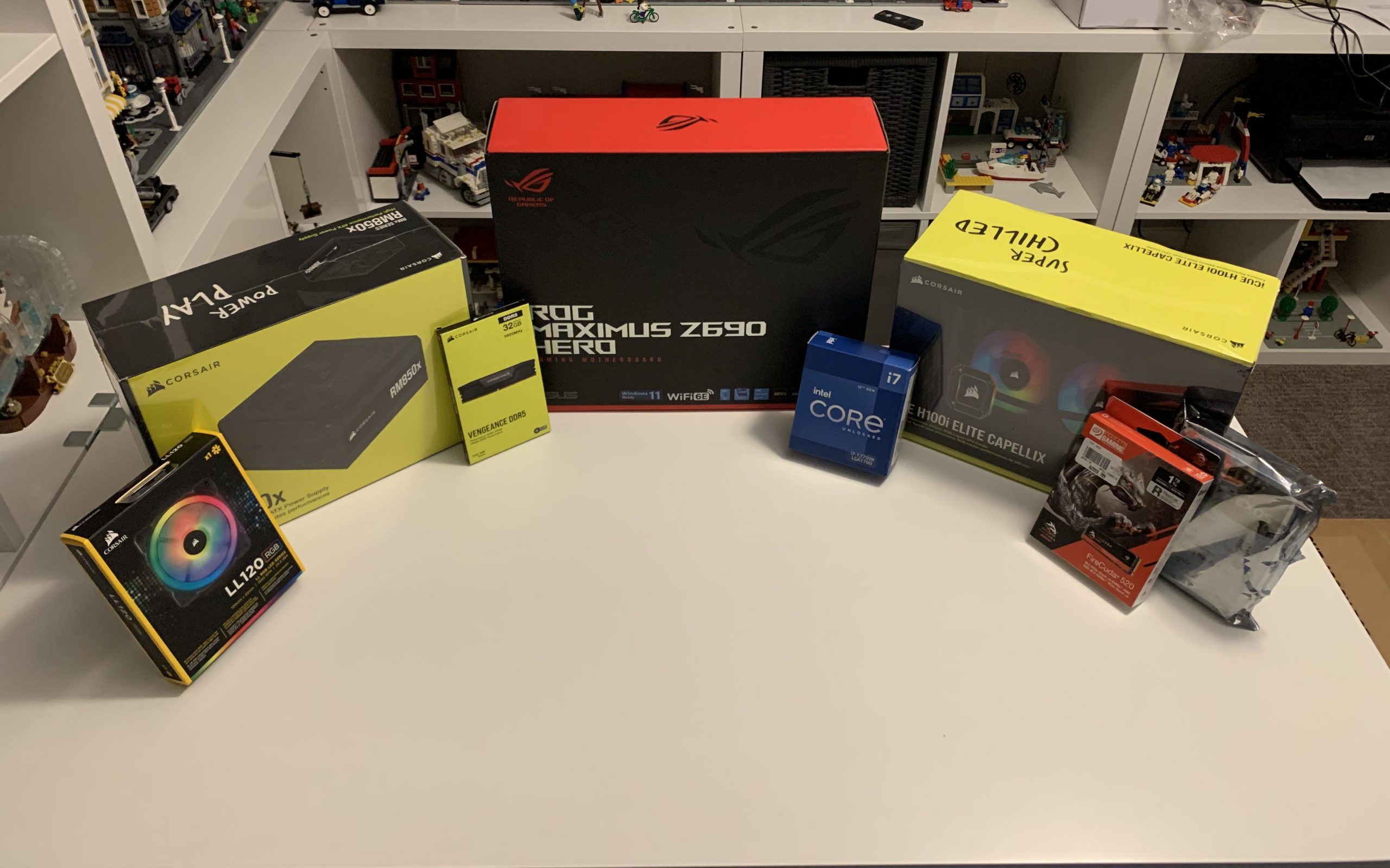 Photo of displaying components purchased for building of the computer