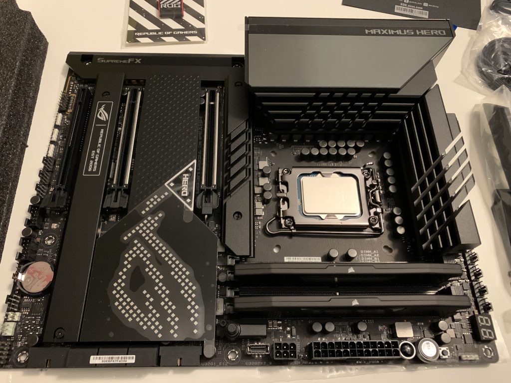 Photo showing motherboard with processor now installed