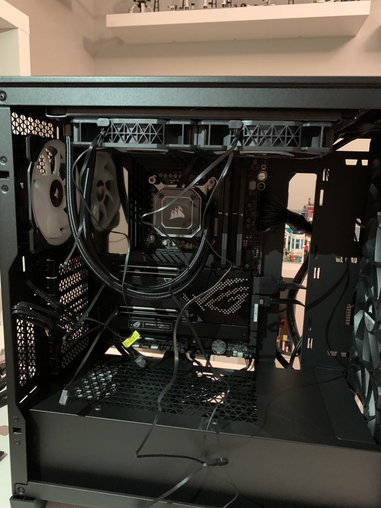 Photo of fan installed, cables laying everywhere