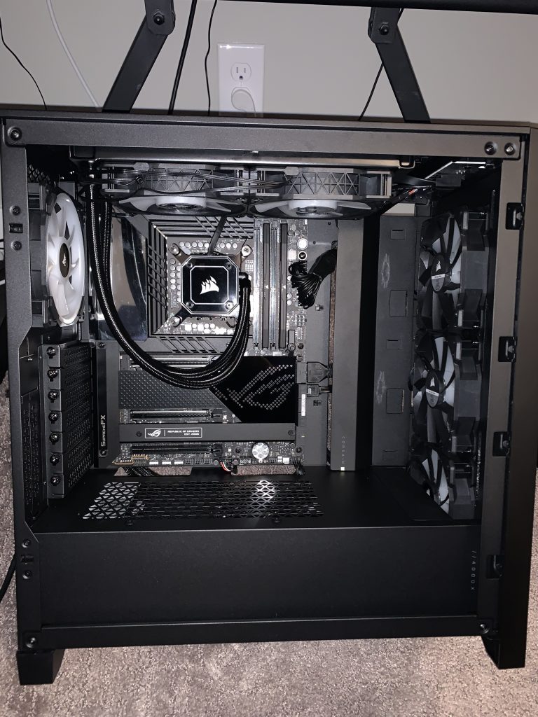 Photo of the inside of the computer after cable management