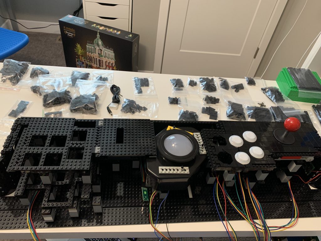 Photo showing player 2 joystick case and button panel installed, awaiting hardware.