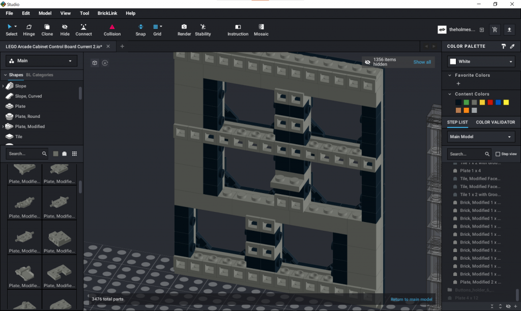 Screenshot showing the underside of the chosen design demonstrating how the unit will attach to the control panel.