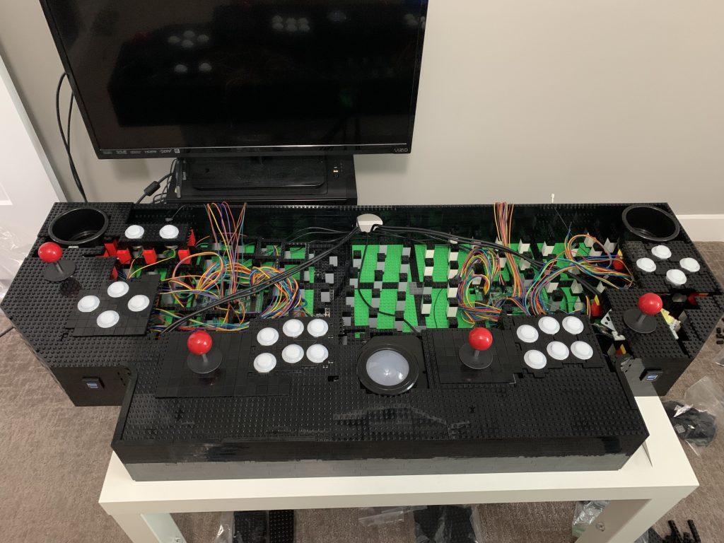 Photo of player 2 controls entirely covered in plates.