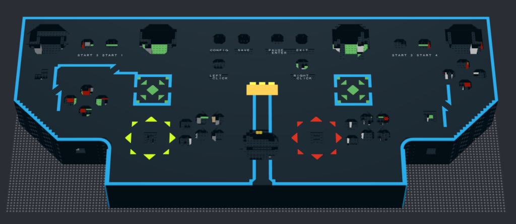 After a long hiatus, now progress. This shows a digital view of arcade panel from top-down showing new design pattern