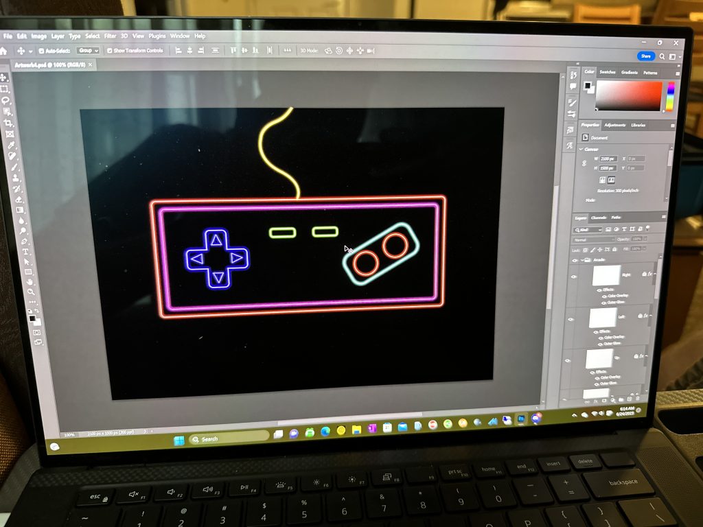Picture of controller graphic being designed for console games