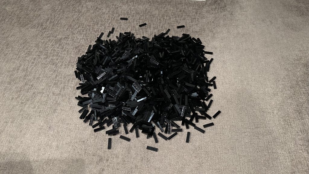 Photo of the 2,000 brick poured out onto the floor