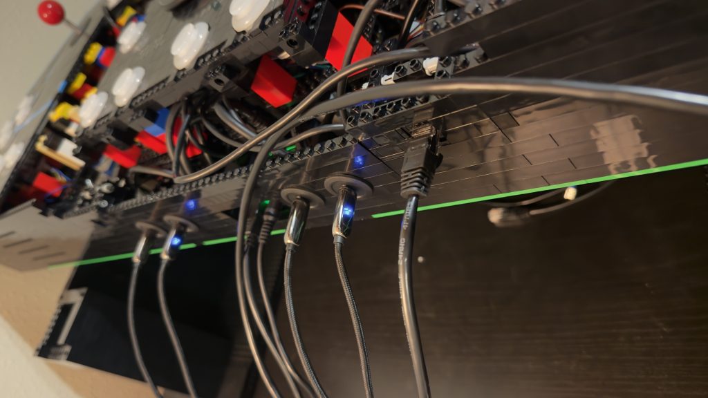 Photo of control panel back completed with cables plugged into their respective spots