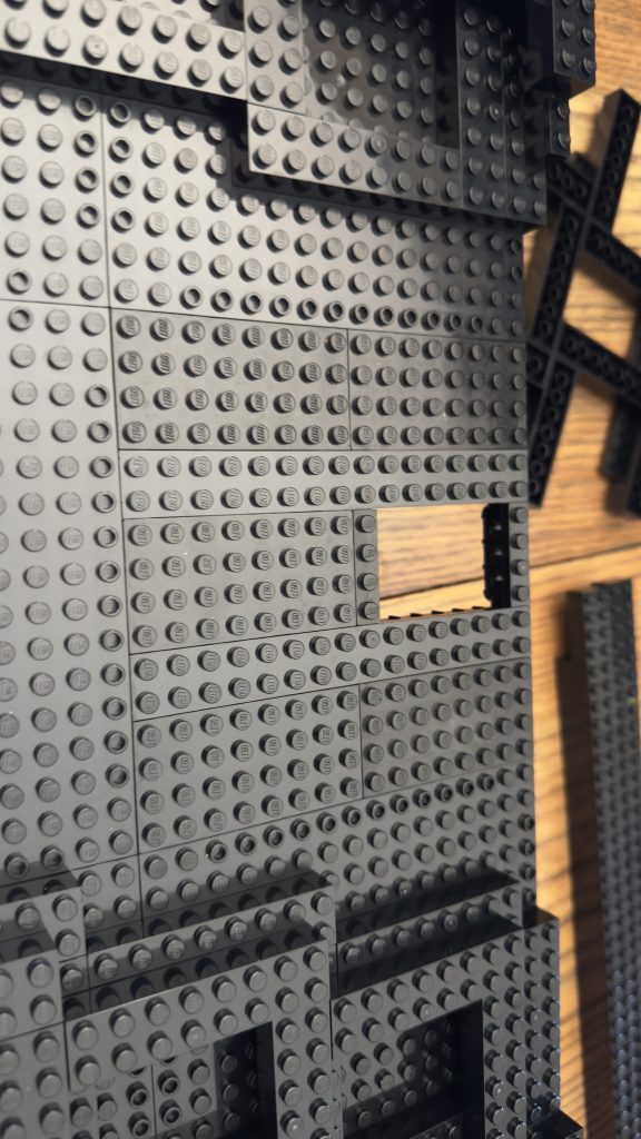 Photo showing the 16 x 16 brick removed and replaced with a new combination of brick and plate.