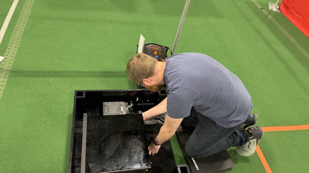 At the show - putting the computer and drives into the base