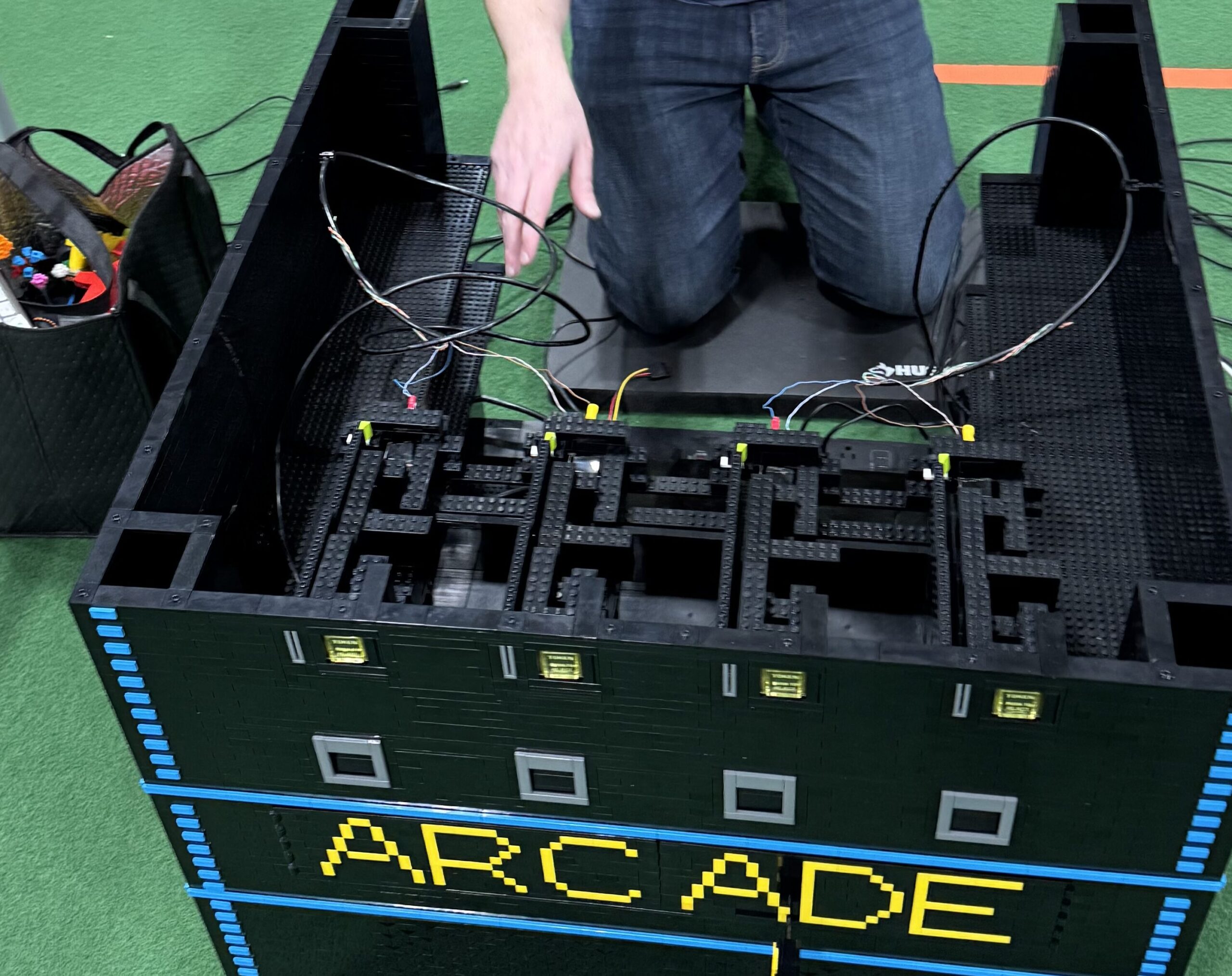 Setting up - the coin chutes are places on top of the coin bin